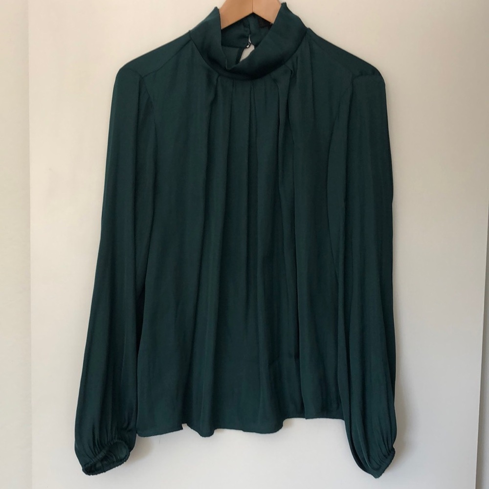 High-neck long-sleeve blouse